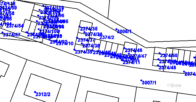 Parcela st. 2374/41 v KÚ Braník, Katastrální mapa