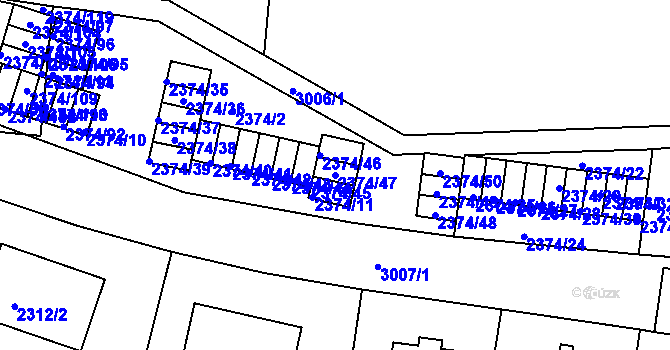 Parcela st. 2374/47 v KÚ Braník, Katastrální mapa
