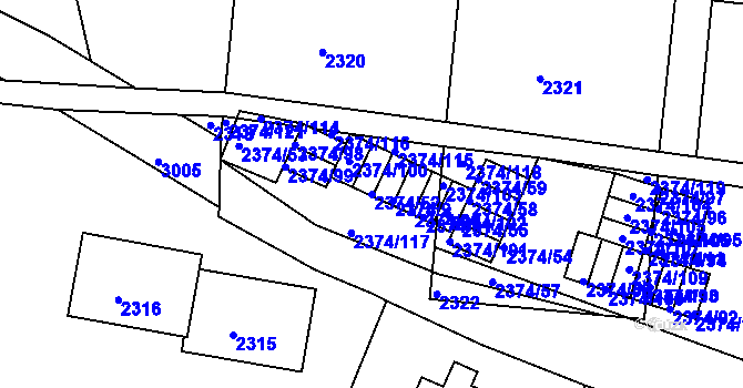 Parcela st. 2374/52 v KÚ Braník, Katastrální mapa