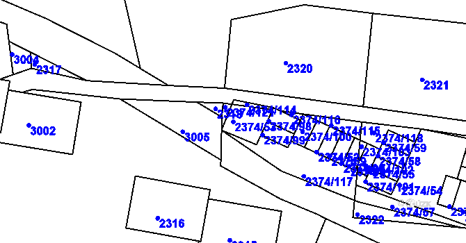 Parcela st. 2374/53 v KÚ Braník, Katastrální mapa
