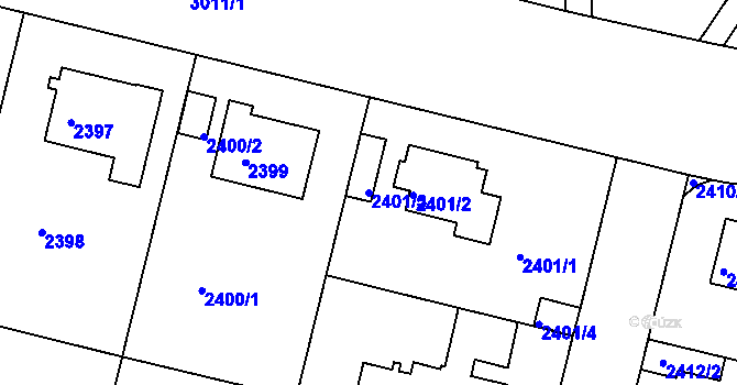 Parcela st. 2401/3 v KÚ Braník, Katastrální mapa