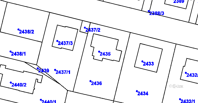 Parcela st. 2435 v KÚ Braník, Katastrální mapa