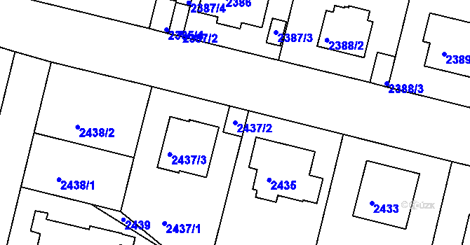 Parcela st. 2437/2 v KÚ Braník, Katastrální mapa