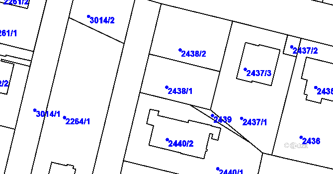 Parcela st. 2438/1 v KÚ Braník, Katastrální mapa