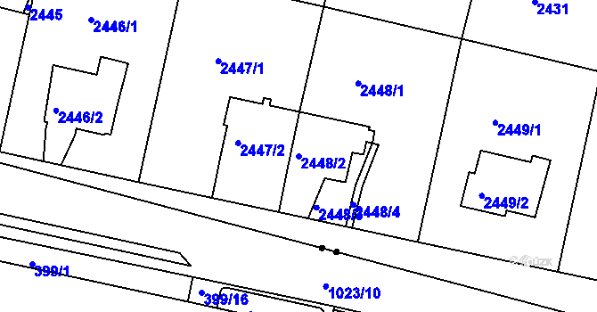 Parcela st. 2448/2 v KÚ Braník, Katastrální mapa