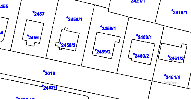 Parcela st. 2459/2 v KÚ Braník, Katastrální mapa