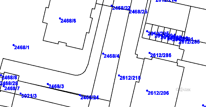 Parcela st. 2468/4 v KÚ Braník, Katastrální mapa