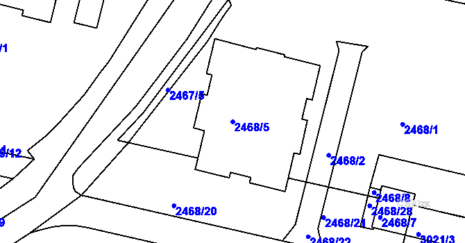 Parcela st. 2468/5 v KÚ Braník, Katastrální mapa