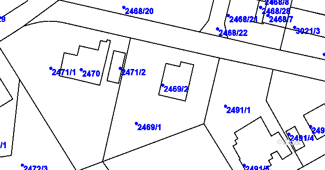 Parcela st. 2469/2 v KÚ Braník, Katastrální mapa
