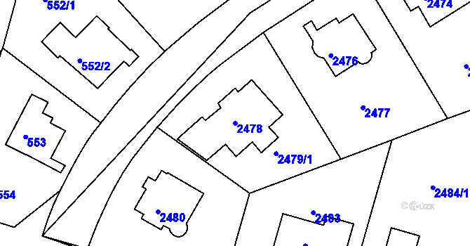 Parcela st. 2478 v KÚ Braník, Katastrální mapa