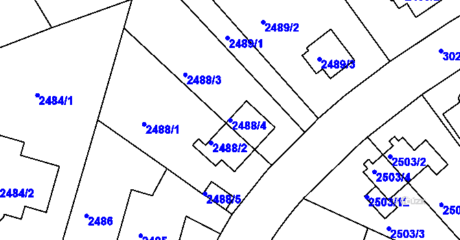 Parcela st. 2488/4 v KÚ Braník, Katastrální mapa