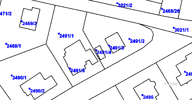 Parcela st. 2491/4 v KÚ Braník, Katastrální mapa