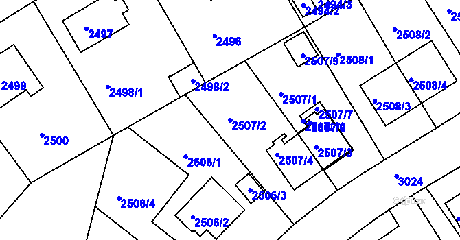 Parcela st. 2507/2 v KÚ Braník, Katastrální mapa