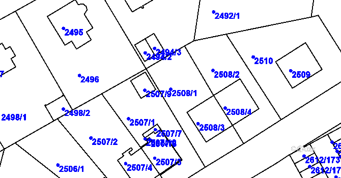 Parcela st. 2508/1 v KÚ Braník, Katastrální mapa