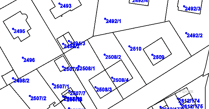 Parcela st. 2508/2 v KÚ Braník, Katastrální mapa