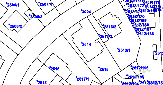 Parcela st. 2514 v KÚ Braník, Katastrální mapa