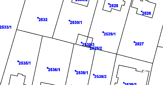 Parcela st. 2530/3 v KÚ Braník, Katastrální mapa