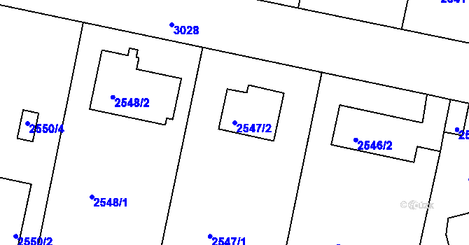 Parcela st. 2547/2 v KÚ Braník, Katastrální mapa