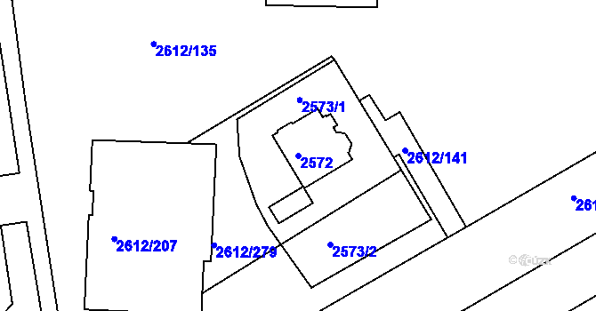 Parcela st. 2572 v KÚ Braník, Katastrální mapa