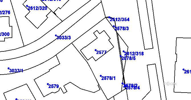 Parcela st. 2577 v KÚ Braník, Katastrální mapa