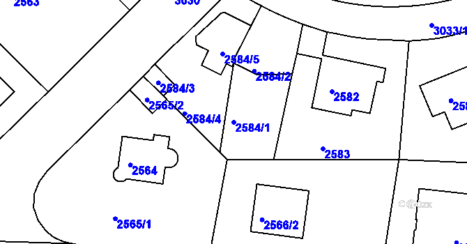 Parcela st. 2584/1 v KÚ Braník, Katastrální mapa