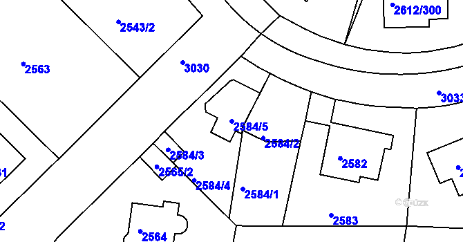Parcela st. 2584/5 v KÚ Braník, Katastrální mapa
