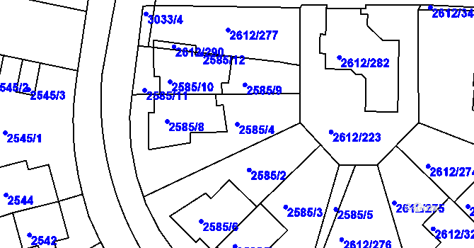 Parcela st. 2585/4 v KÚ Braník, Katastrální mapa