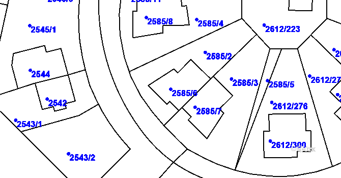 Parcela st. 2585/6 v KÚ Braník, Katastrální mapa
