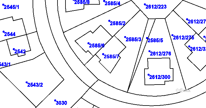 Parcela st. 2585/7 v KÚ Braník, Katastrální mapa