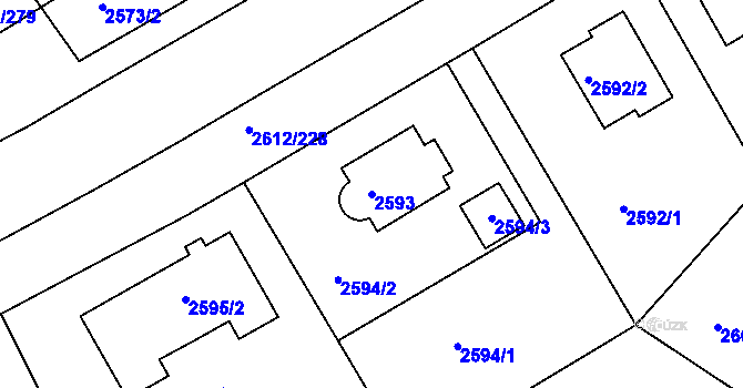 Parcela st. 2593 v KÚ Braník, Katastrální mapa