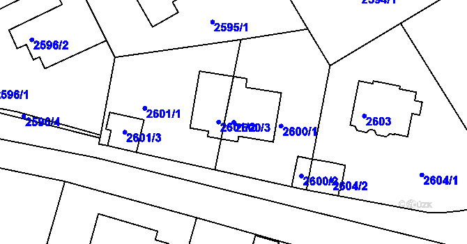 Parcela st. 2600/3 v KÚ Braník, Katastrální mapa