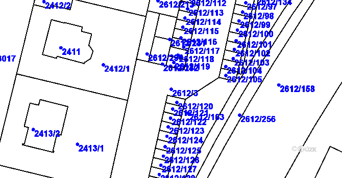Parcela st. 2612/3 v KÚ Braník, Katastrální mapa