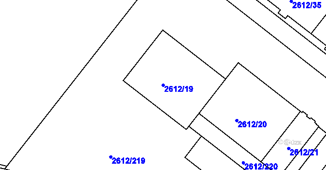 Parcela st. 2612/19 v KÚ Braník, Katastrální mapa