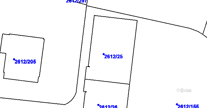 Parcela st. 2612/25 v KÚ Braník, Katastrální mapa