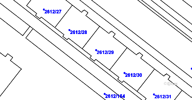 Parcela st. 2612/29 v KÚ Braník, Katastrální mapa