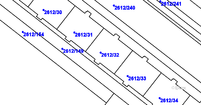 Parcela st. 2612/32 v KÚ Braník, Katastrální mapa