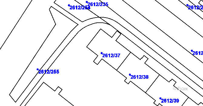 Parcela st. 2612/37 v KÚ Braník, Katastrální mapa