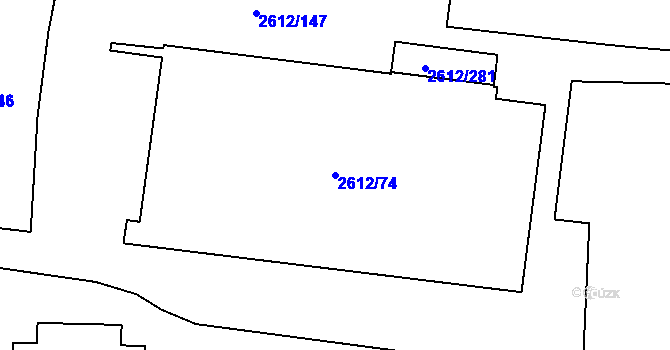 Parcela st. 2612/74 v KÚ Braník, Katastrální mapa