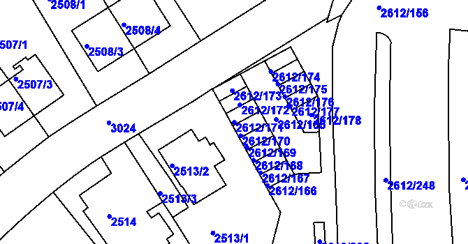 Parcela st. 2612/171 v KÚ Braník, Katastrální mapa