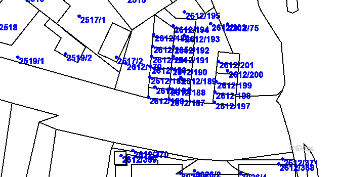 Parcela st. 2612/188 v KÚ Braník, Katastrální mapa