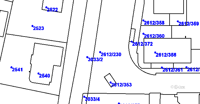 Parcela st. 2612/230 v KÚ Braník, Katastrální mapa