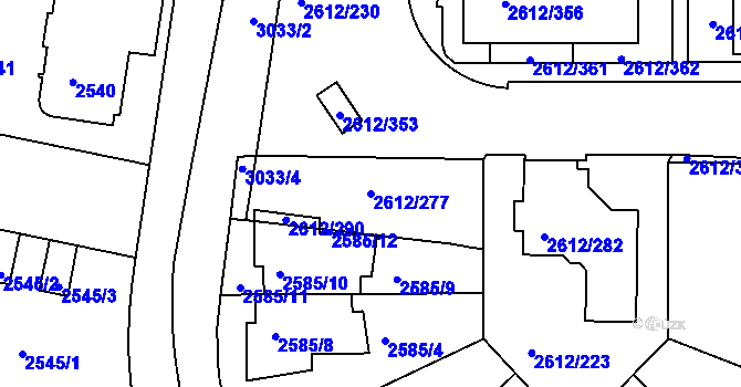 Parcela st. 2612/277 v KÚ Braník, Katastrální mapa