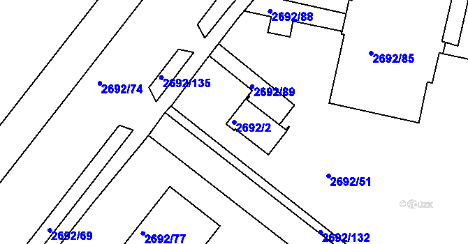 Parcela st. 2692/2 v KÚ Braník, Katastrální mapa
