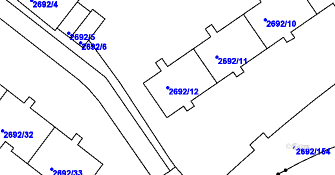 Parcela st. 2692/12 v KÚ Braník, Katastrální mapa