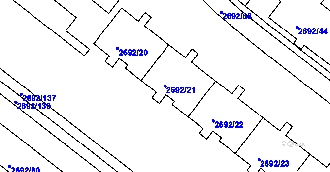 Parcela st. 2692/21 v KÚ Braník, Katastrální mapa