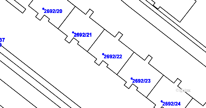 Parcela st. 2692/22 v KÚ Braník, Katastrální mapa