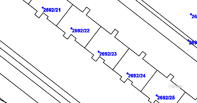 Parcela st. 2692/23 v KÚ Braník, Katastrální mapa