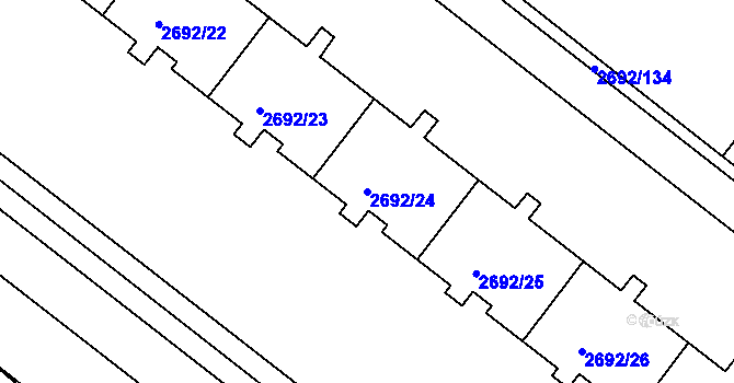 Parcela st. 2692/24 v KÚ Braník, Katastrální mapa