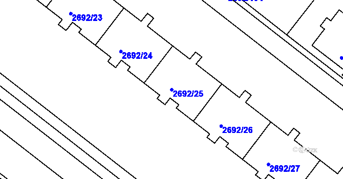 Parcela st. 2692/25 v KÚ Braník, Katastrální mapa