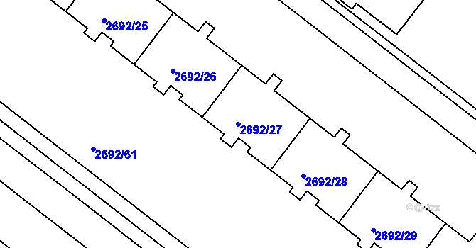 Parcela st. 2692/27 v KÚ Braník, Katastrální mapa